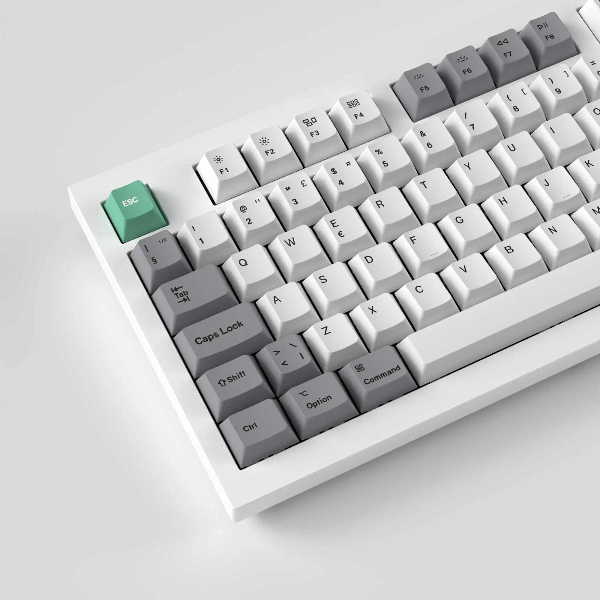QuanGear ISO Cherry Profile PBT Keycap Set Gray White Mint
