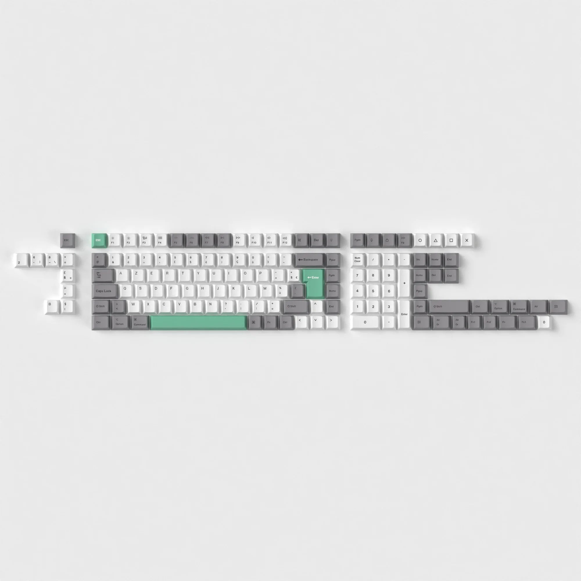 QuanGear ISO Cherry Profile PBT Keycap Set Gray White Mint