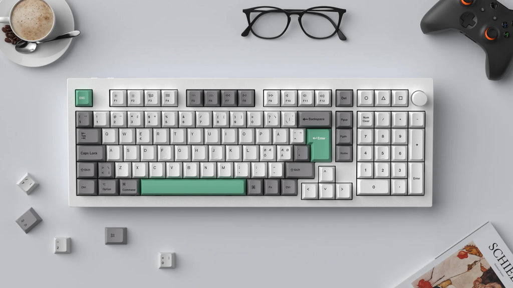 QuanGear ISO Cherry Profile PBT Keycap Set Gray White Mint