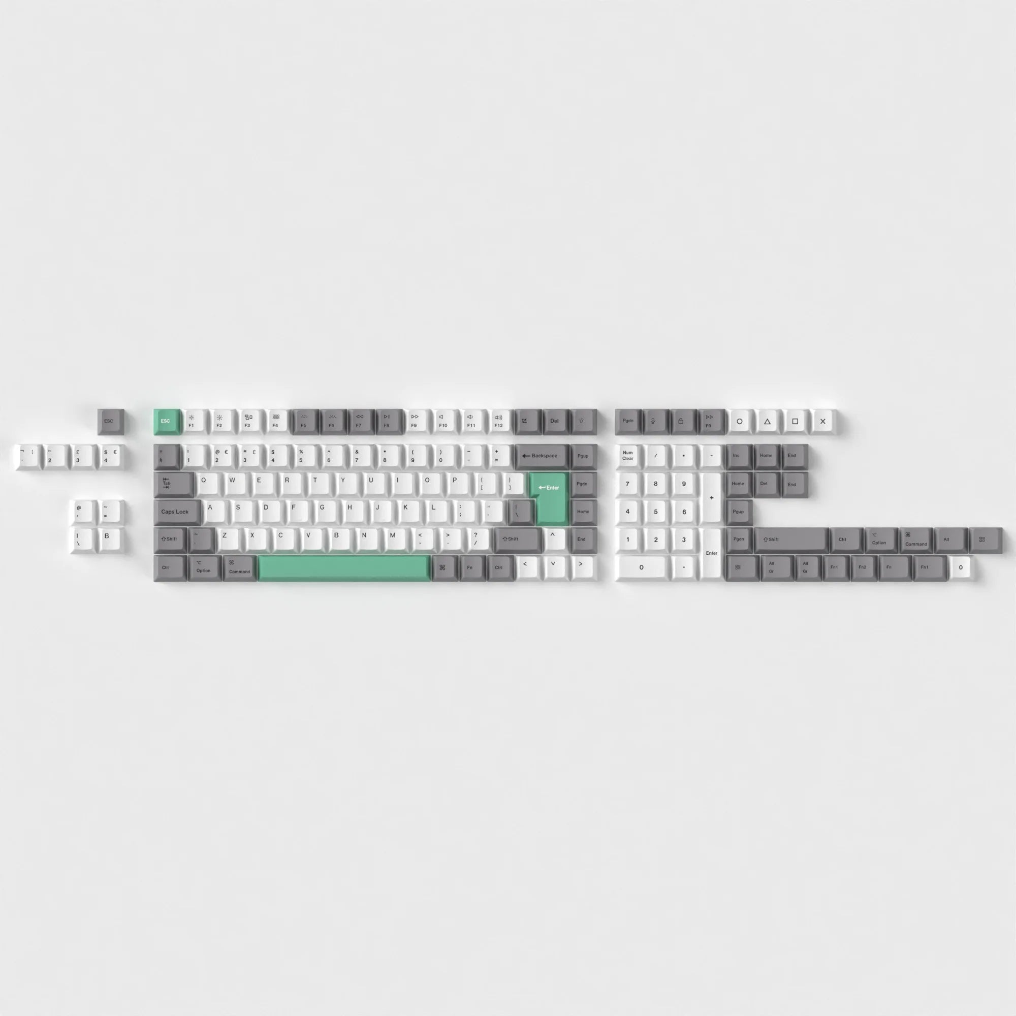 QuanGear ISO Cherry Profile PBT Keycap Set Gray White Mint