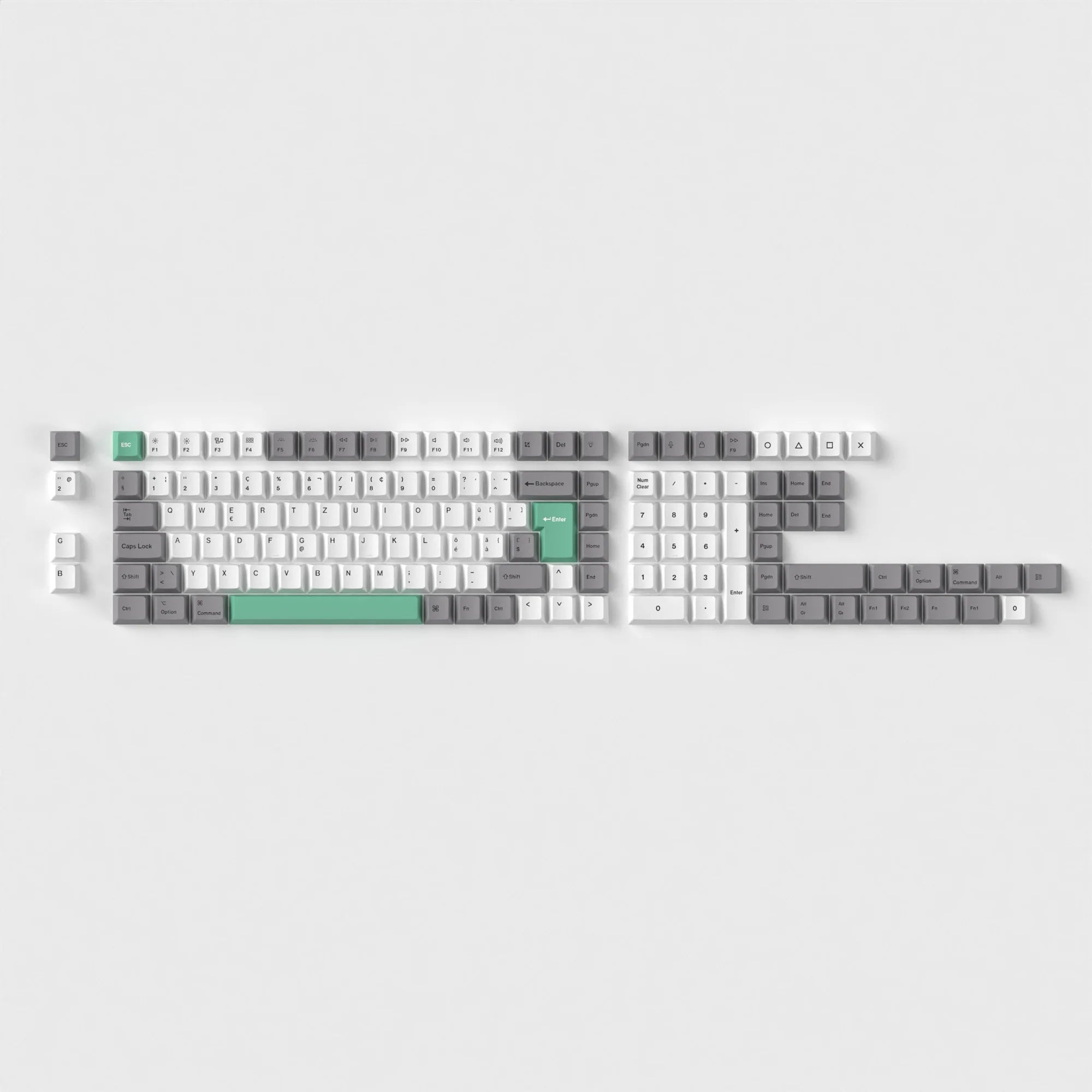 QuanGear ISO Cherry Profile PBT Keycap Set Gray White Mint