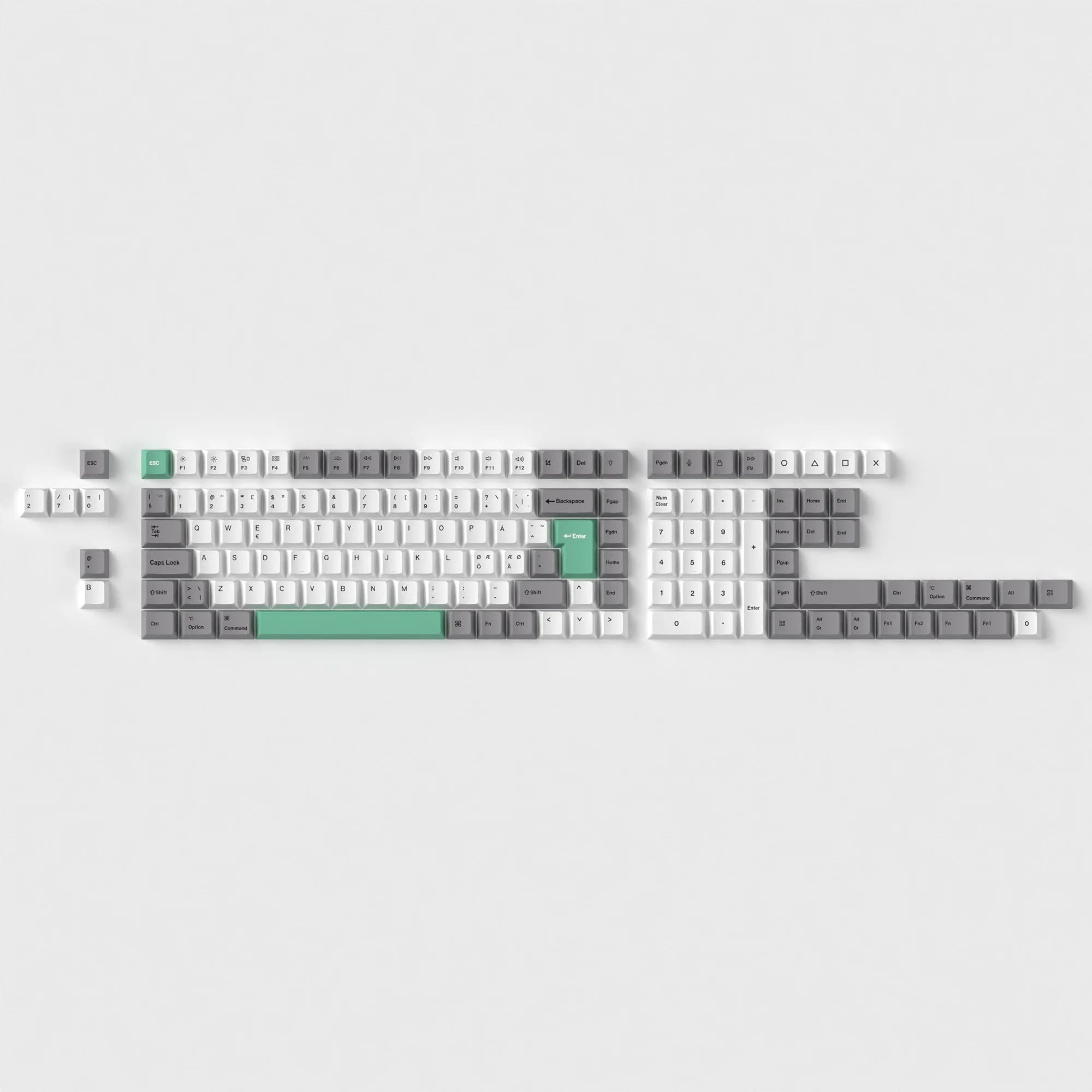 QuanGear ISO Cherry Profile PBT Keycap Set Gray White Mint
