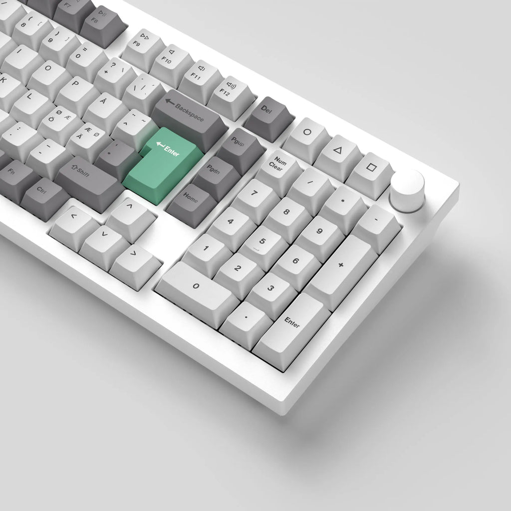 QuanGear ISO Cherry Profile PBT Keycap Set Gray White Mint