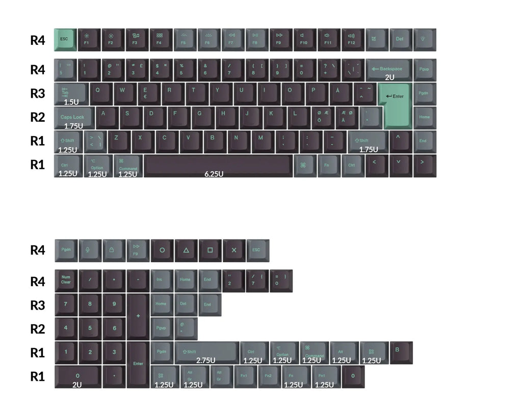 QuanGear ISO Cherry Profile PBT Keycap Set Hacker Mint