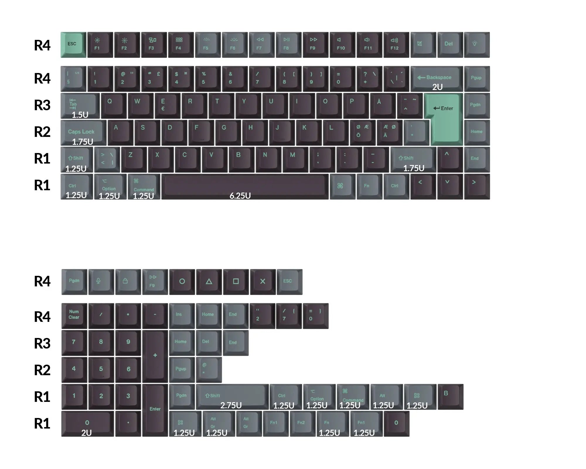 QuanGear ISO Cherry Profile PBT Keycap Set Hacker Mint