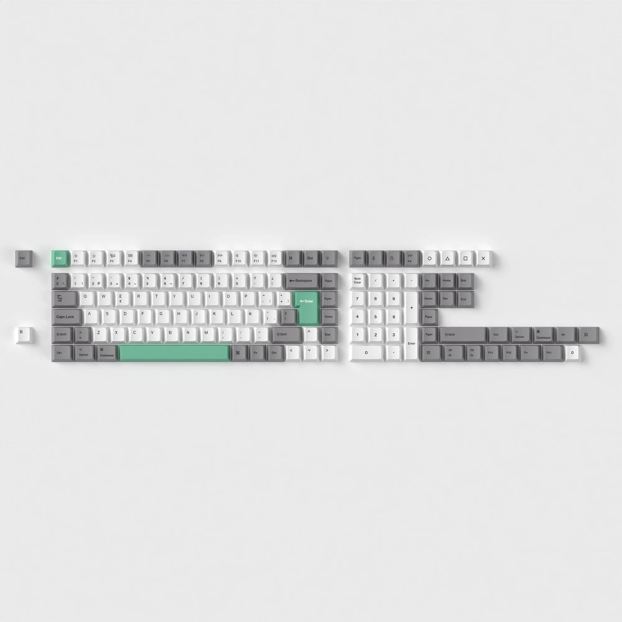 QuanGear ISO Cherry Profile PBT Keycap Set Gray White Mint